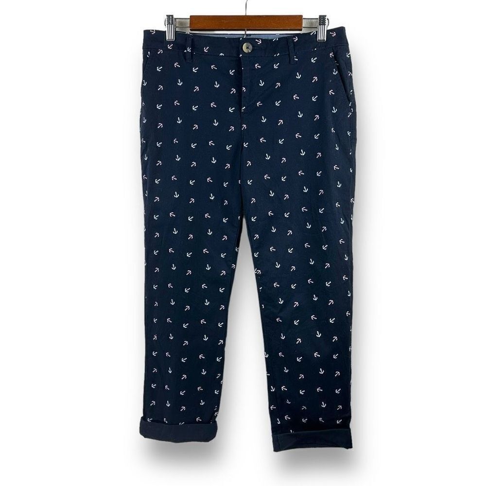 Tommy Hilfiger Women's Size 8‎ Navy Blue Boat Anchor Pants Nautical Cotton Blend